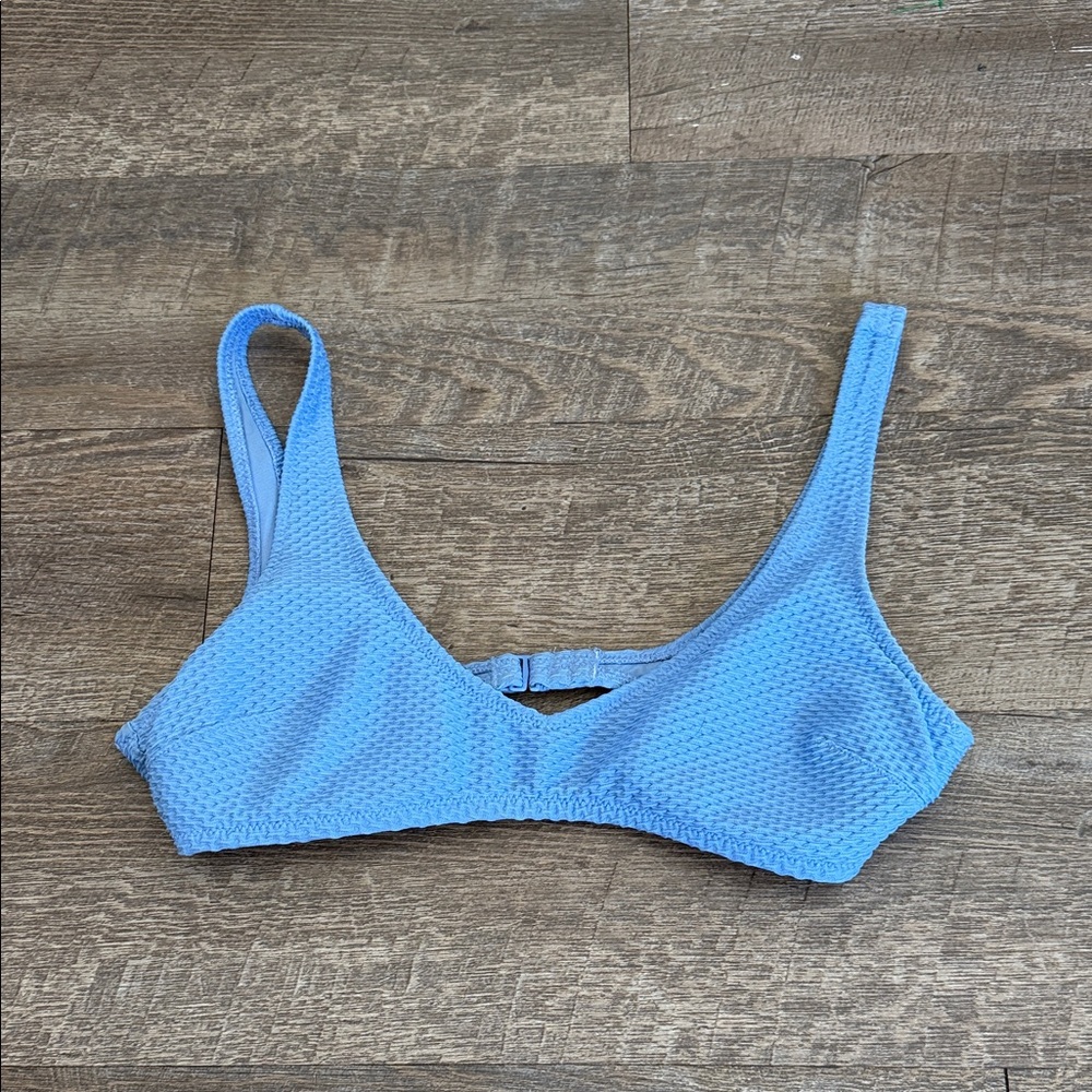 Aerie Light Blue Textured scoop bikini top
